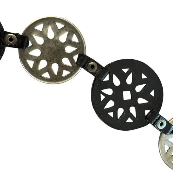 FOSSIL Men's Leather & Metal Belt Accessories Black & Silver Tone Waist 34”-36” - Picture 3 of 8